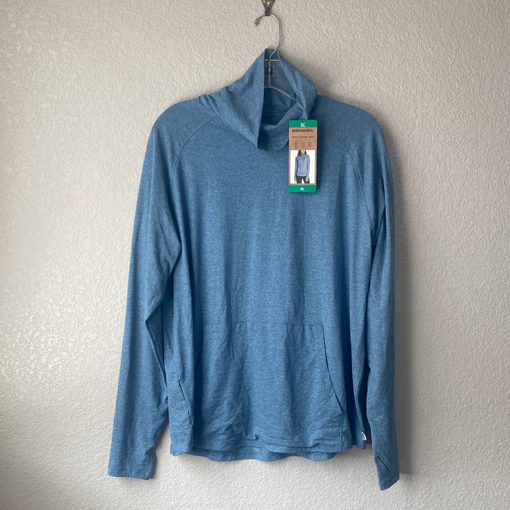 Eddie Bauer Women's Funnel Neck Long Sleeve Top Blue/XL